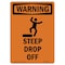 Signmission OSHA WARNING Sign, Steep Drop Off W/ Symbol, 14in X 10in Rigid Plastic, 10" W, 14" H, Portrait OS-WS-P-1014-V-13544 - alternate 1